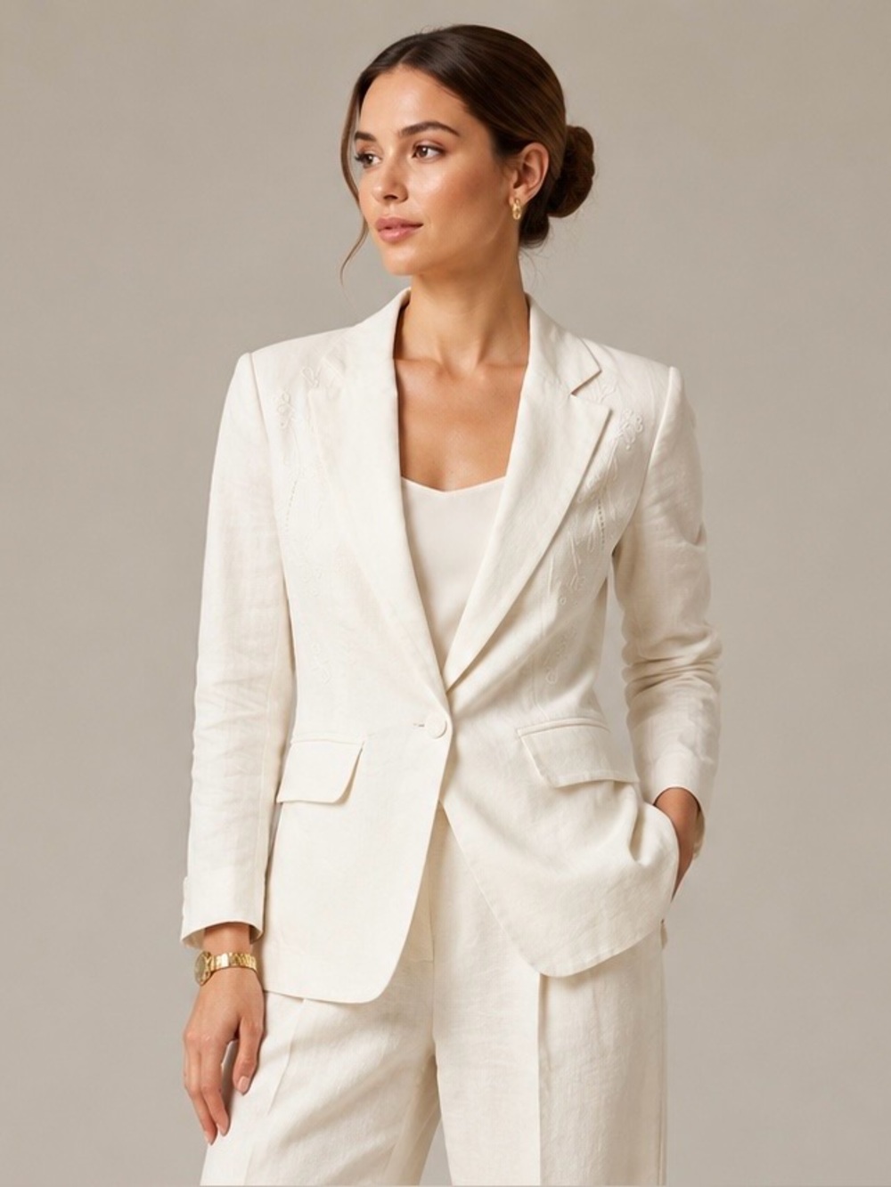 Jason Wu embroidered linen-blend blazer